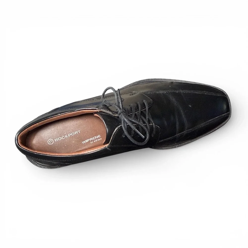Rockport Mens Black Leather Cap Toe Lace Up Dress Shoes‎ Adiprene Size 10.5